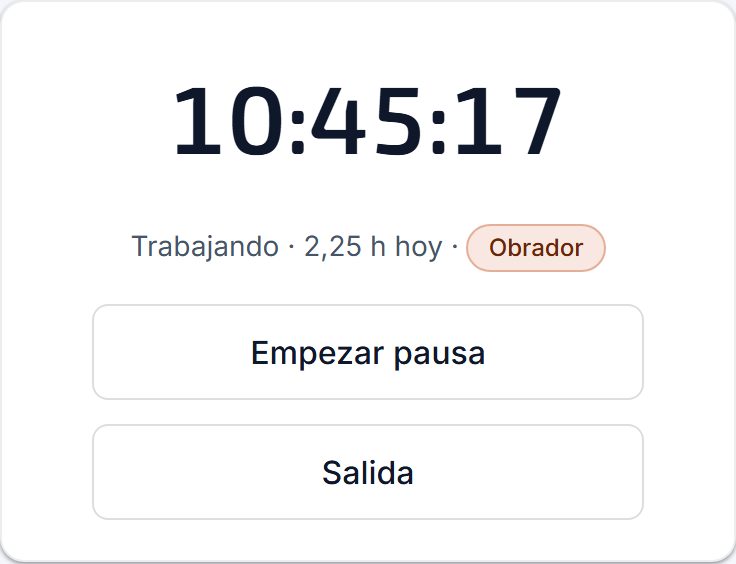 Fichaje en la app: trabajando